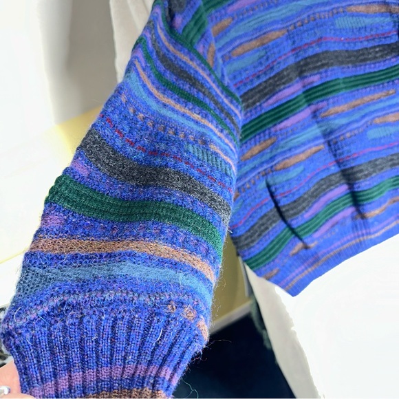 COOGI Style Vintage Wool Mohair 3D Knit Multi Sweater Textured Biggie Cosby Crew - Picture 7 of 11